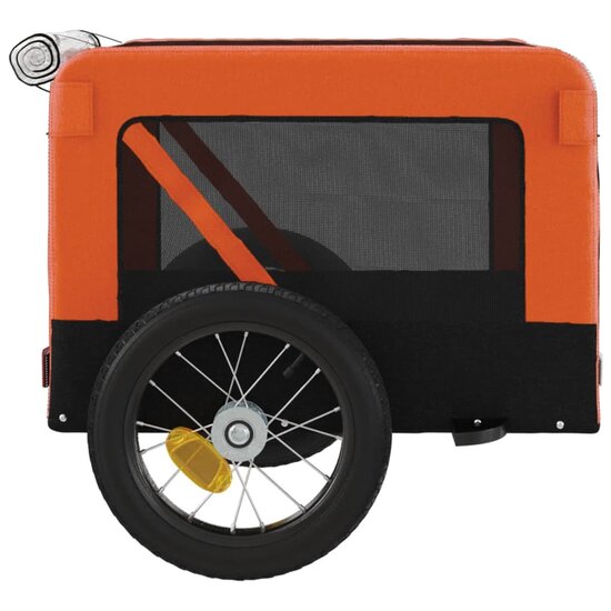 Hondenfietstrailer oxford stof en ijzer oranje en zwart 8