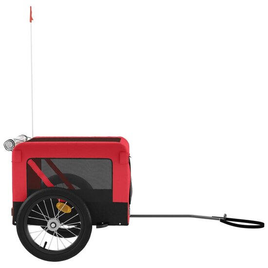 Hondenfietstrailer oxford stof en ijzer rood en zwart 7