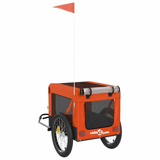 Hondenfietstrailer oxford stof en ijzer oranje en zwart 9