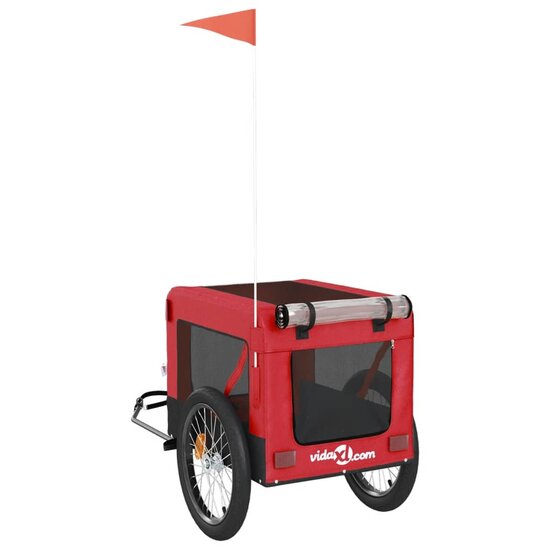 Hondenfietstrailer oxford stof en ijzer rood en zwart 9