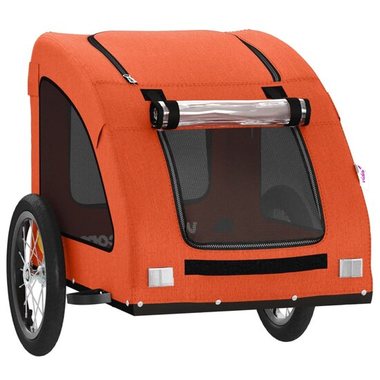 Hondenfietstrailer oxford stof en ijzer oranje 5