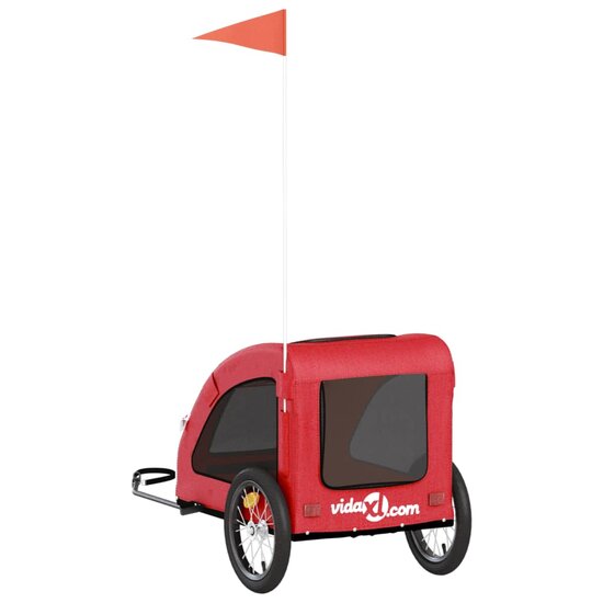 Hondenfietstrailer oxford stof en ijzer rood 8