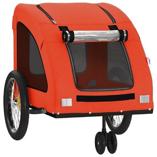 Hondenfietstrailer oxford stof en ijzer oranje en grijs 5