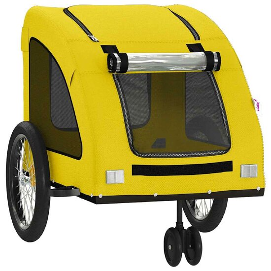 Hondenfietstrailer oxford stof en ijzer geel 5