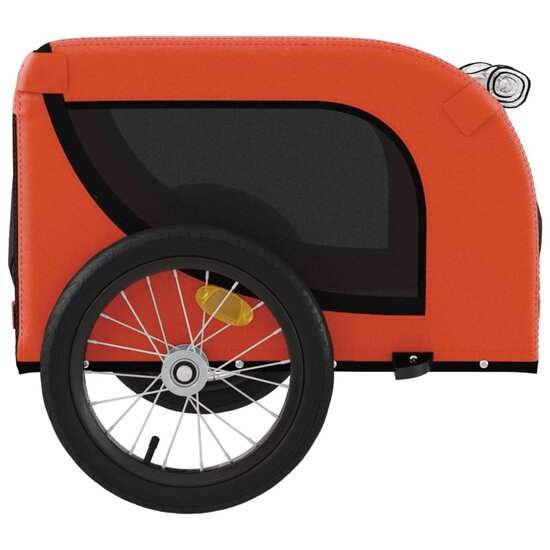 Hondenfietstrailer oxford stof en ijzer oranje en zwart 6