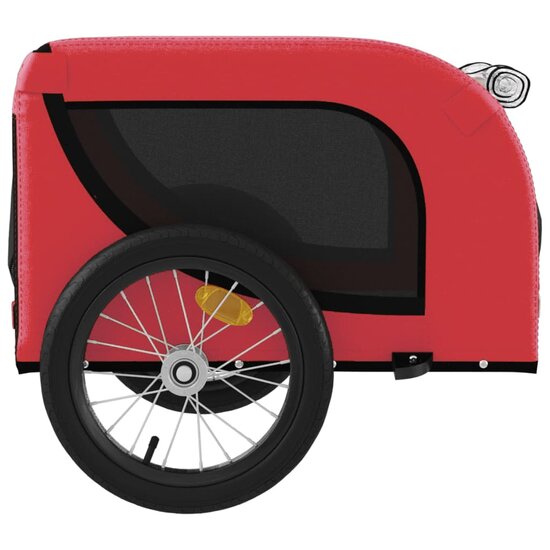 Hondenfietstrailer oxford stof en ijzer rood en zwart 6