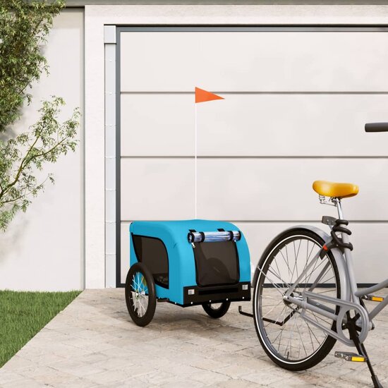 Hondenfietstrailer oxford stof en ijzer blauw en zwart 1