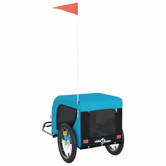 Hondenfietstrailer oxford stof en ijzer blauw en zwart 5