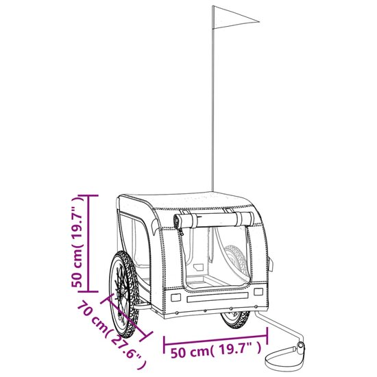 Hondenfietstrailer oxford stof en ijzer blauw en zwart 9