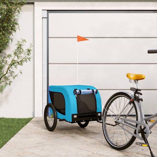 Hondenfietstrailer oxford stof en ijzer blauw en zwart 1