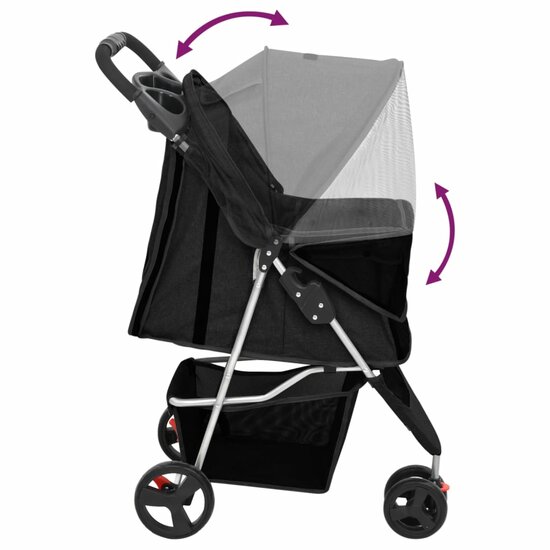 Hondenwagen inklapbaar 80x46x98 cm oxford stof zwart 6