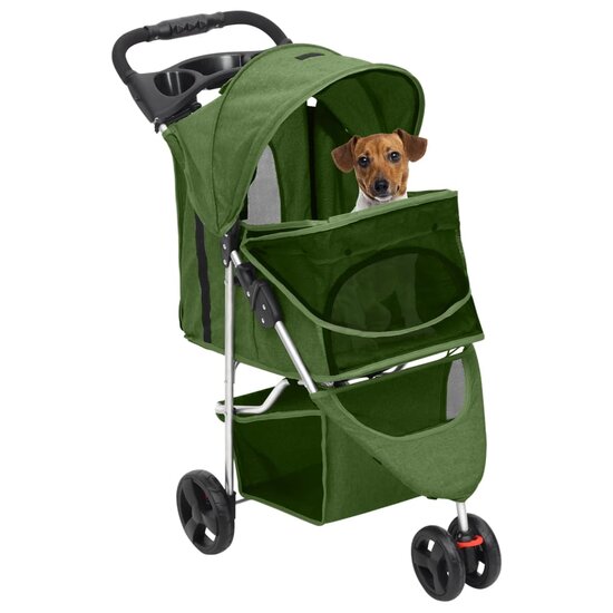 Hondenwagen inklapbaar 80x46x98 cm oxford stof groen 2