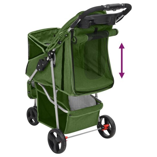 Hondenwagen inklapbaar 80x46x98 cm oxford stof groen 7