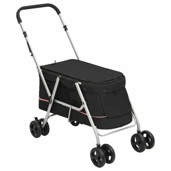 Hondenwagen inklapbaar 100x49x96 cm linnenstof zwart 1