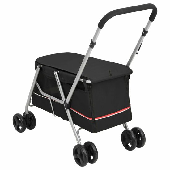 Hondenwagen inklapbaar 100x49x96 cm linnenstof zwart 6