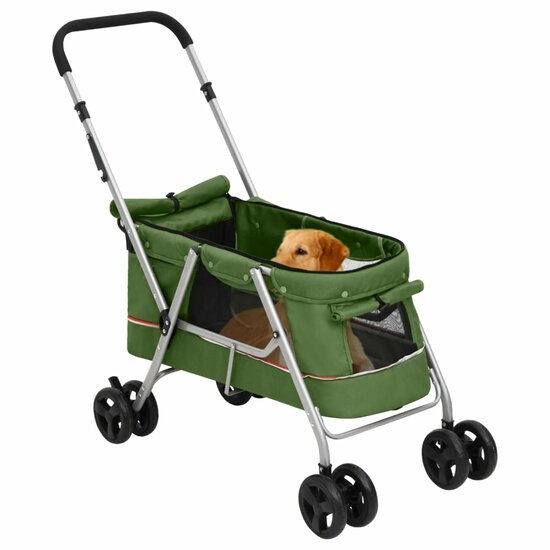 Hondenwagen inklapbaar 100x49x96 cm linnenstof groen 2