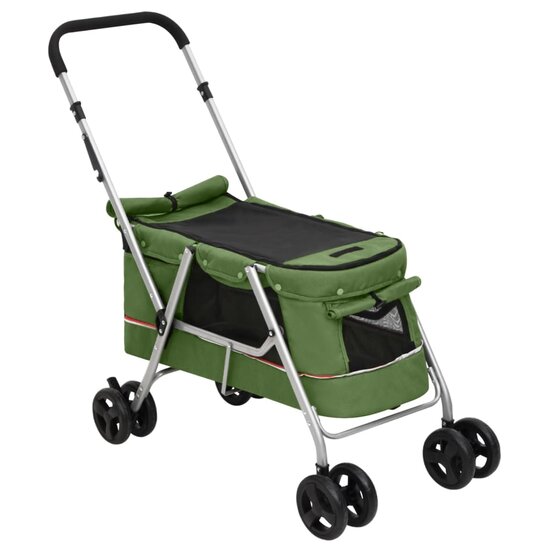 Hondenwagen inklapbaar 100x49x96 cm linnenstof groen 3