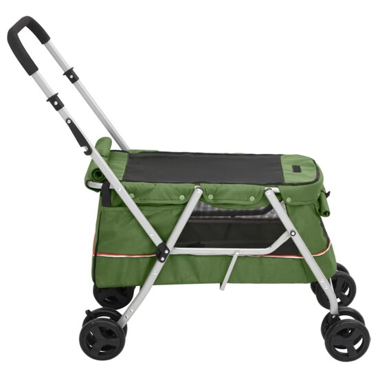 Hondenwagen inklapbaar 100x49x96 cm linnenstof groen 5