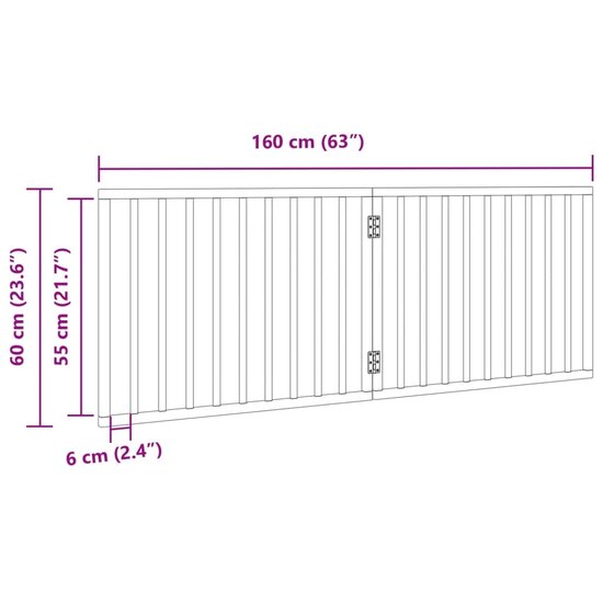 Hondenhek inklapbaar 2 panelen 160 cm populierenhout wit 9