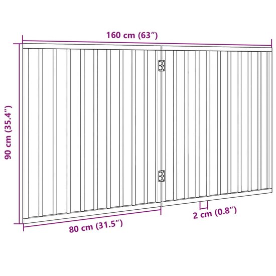 Hondenhek inklapbaar 2 panelen 160 cm populierenhout bruin 9