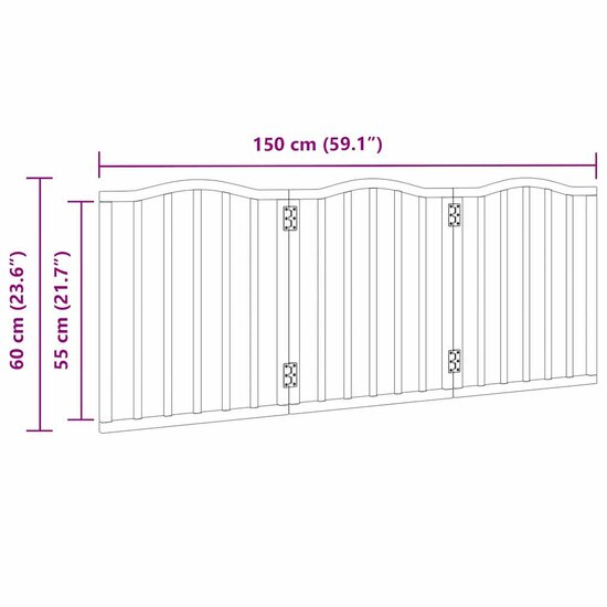 Hondenhek inklapbaar 3 panelen 150 cm populierenhout 9