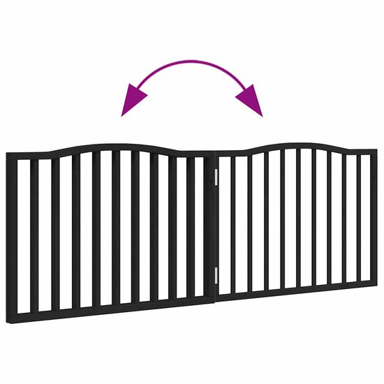 Hondenhek inklapbaar 2 panelen 160 cm populierenhout zwart 6