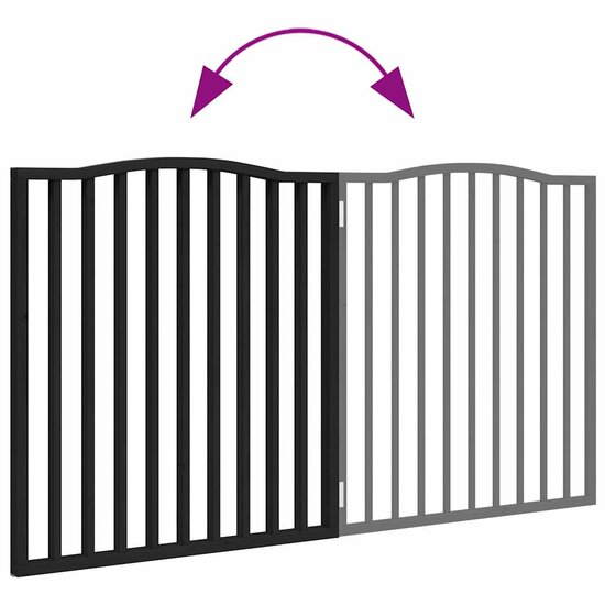 Hondenhek inklapbaar 2 panelen 160 cm populierenhout zwart 7