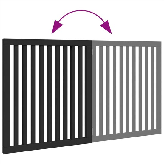 Hondenhek inklapbaar 2 panelen 160 cm populierenhout zwart 7