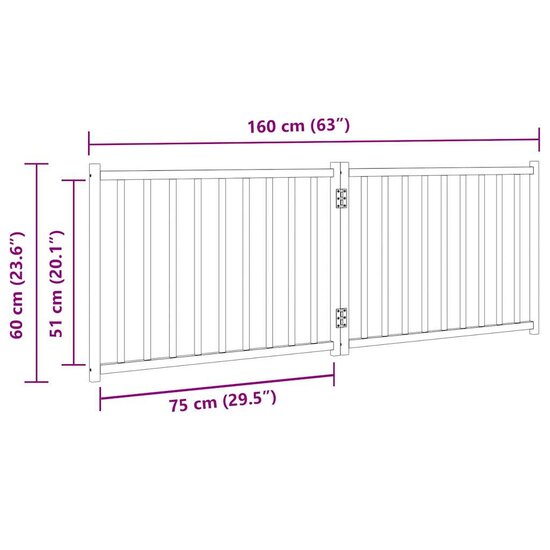 Hondenhek inklapbaar 2 panelen 160 cm massief vurenhout wit 9