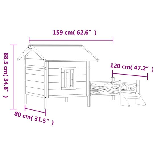 Hondenhok 159x120x88,5 cm massief grenenhout bruin 8