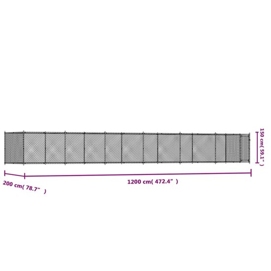 Hondenhok met deur 12x2x1,5 m gegalvaniseerd staal grijs 9