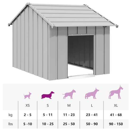 Hondenhok met dak 83x130x85 cm gegalvaniseerd staal 8