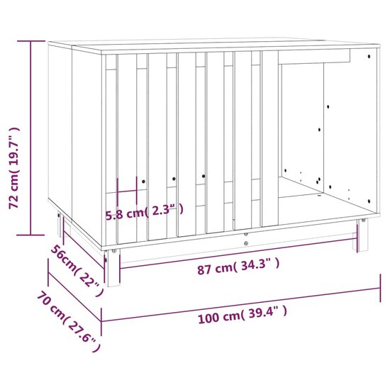 Hondenhok 100x70x72 cm massief grenenhout 8