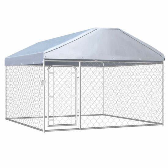 Hondenkennel voor buiten met dak 200x200x135 cm 1