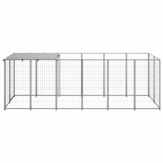 Hondenkennel 330x110x110 cm staal zilverkleurig 2