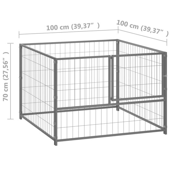 Hondenkennel 100x100x70 cm staal zilverkleurig 5