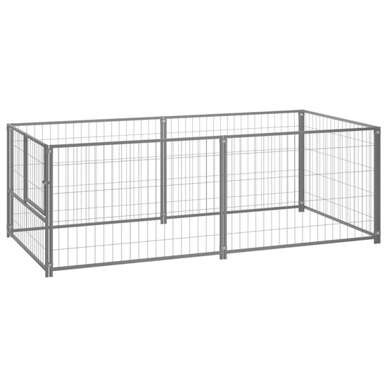 Hondenkennel 200x100x70 cm staal zilverkleurig 1