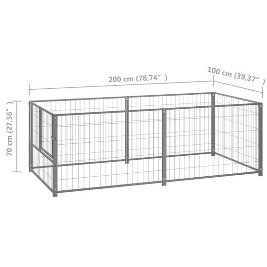 Hondenkennel 200x100x70 cm staal zilverkleurig 5