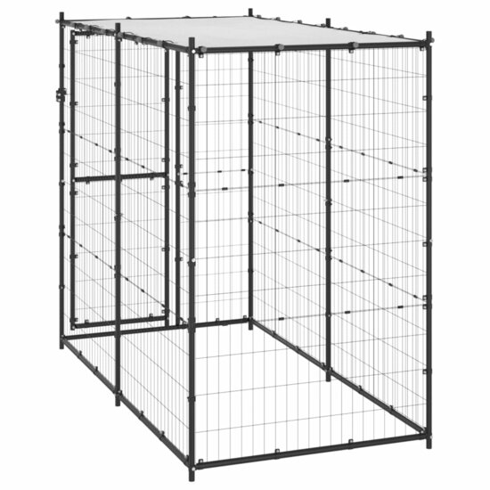 Hondenkennel voor buiten met dak 110x220x180 cm staal 4