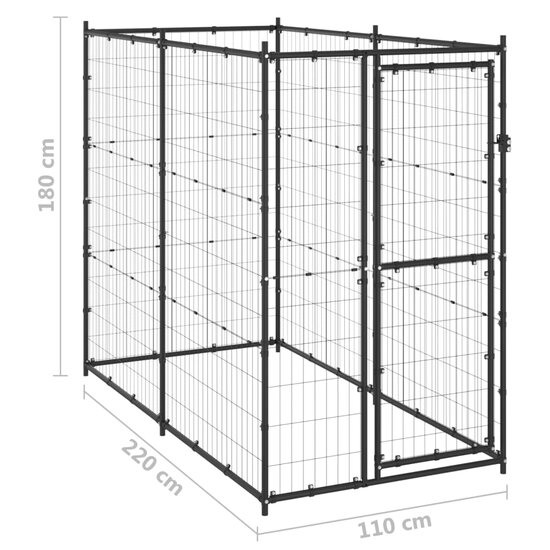 Hondenkennel voor buiten 110x220x180 cm staal 6