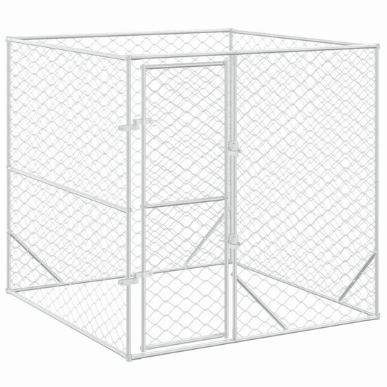 Hondenkennel voor buiten 2x2x2 m gegalvaniseerd staal zilver 2