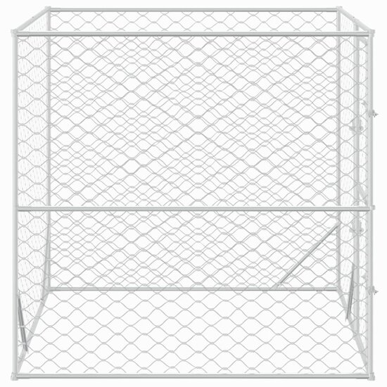 Hondenkennel voor buiten 2x2x2 m gegalvaniseerd staal zilver 4