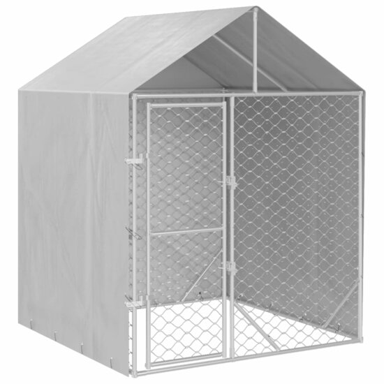 Hondenkennel met dak 2x2x2,5 m gegalvaniseerd staal zilver 2