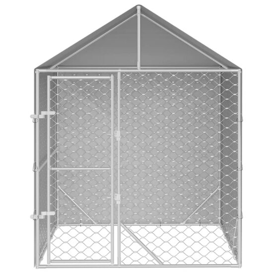 Hondenkennel met dak 2x2x2,5 m gegalvaniseerd staal zilver 3