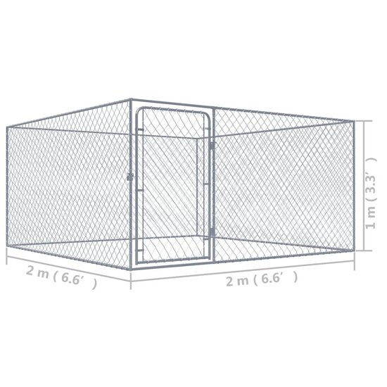 Hondenkennel voor buiten 2x2x1 m gegalvaniseerd staal 5