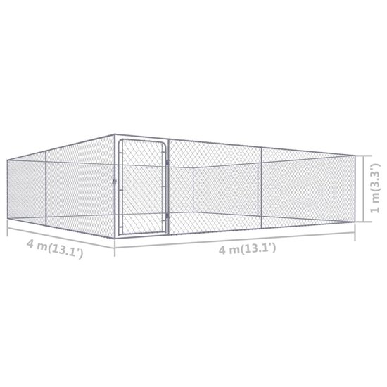 Hondenkennel voor buiten 4x4x1 m gegalvaniseerd staal 5