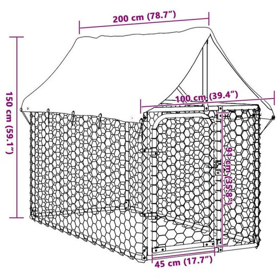 Hondenkennel voor buiten met dak 200x100x150 cm 7