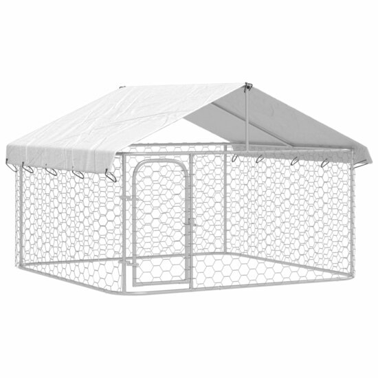 Hondenkennel voor buiten met dak 200x200x150 cm 2