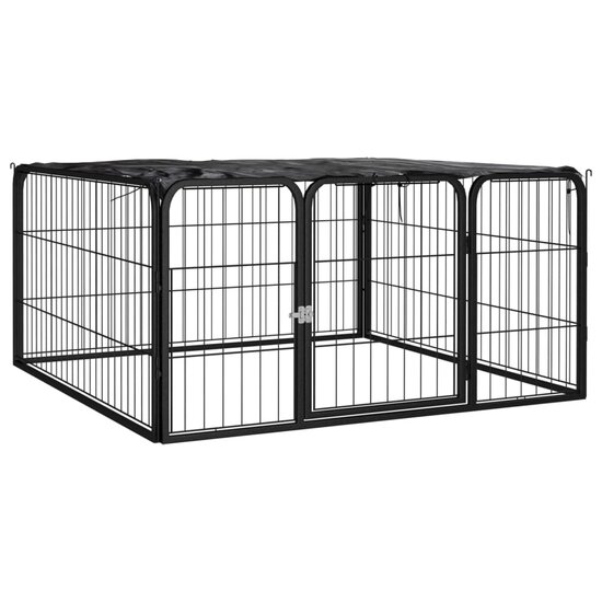 Hondenkennel 4 panelen 100x50 cm gepoedercoat staal zwart 1