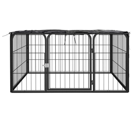 Hondenkennel 4 panelen 100x50 cm gepoedercoat staal zwart 2